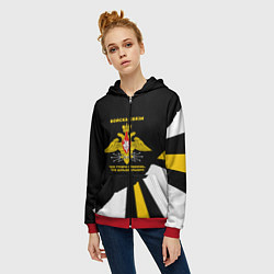 Толстовка на молнии женская Войска связи - громче крикнешь, дальше слышно, цвет: 3D-красный — фото 2