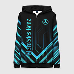 Толстовка на молнии женская Mercedes-Benz, цвет: 3D-черный