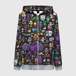 Толстовка на молнии женская MINECRAFT, цвет: 3D-меланж