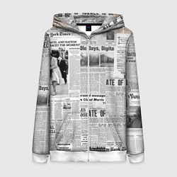 Женская толстовка на молнии Газета Newspaper