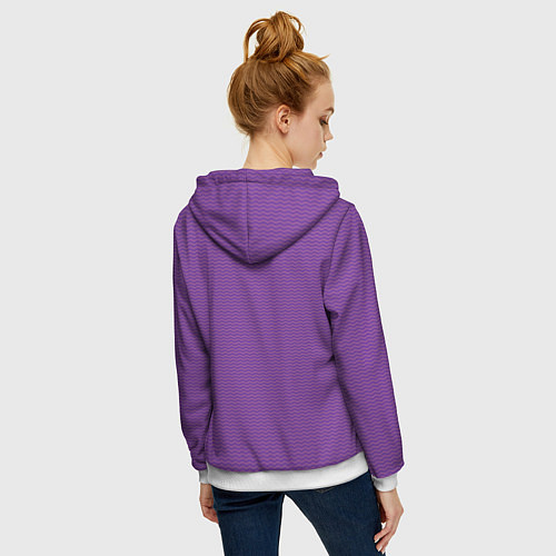 Женская толстовка на молнии Фиолетовая волна / 3D-Белый – фото 4