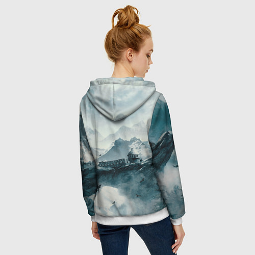 Женская толстовка на молнии Skyrim Warrior / 3D-Белый – фото 4