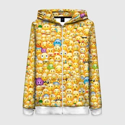 Толстовка на молнии женская Смайлики Emoji, цвет: 3D-белый