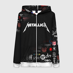 Толстовка на молнии женская Metallica, цвет: 3D-белый