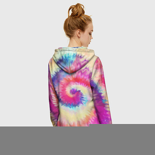 Женская толстовка на молнии Tie Dye vortex / 3D-Меланж – фото 4