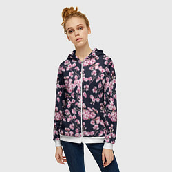 Толстовка на молнии женская Сакура, цвет: 3D-белый — фото 2