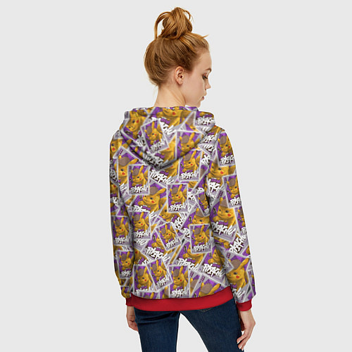 Женская толстовка на молнии Детектив Пикачу / 3D-Красный – фото 4