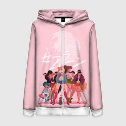 Толстовка на молнии женская PINK SAILOR MOON, цвет: 3D-белый