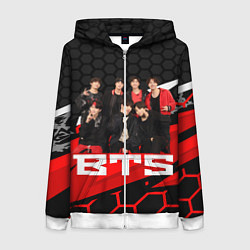 Толстовка на молнии женская BTS, цвет: 3D-белый