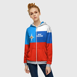 Толстовка на молнии женская Флаг МЧС России, цвет: 3D-меланж — фото 2