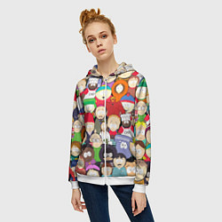Толстовка на молнии женская South Park персонажи, цвет: 3D-белый — фото 2
