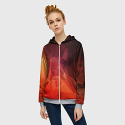 Толстовка на молнии женская Polygon orange, цвет: 3D-меланж — фото 2