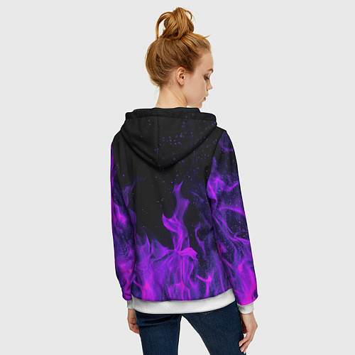 Женская толстовка на молнии ФИОЛЕТОВЫЙ ОГОНЬ / 3D-Белый – фото 4