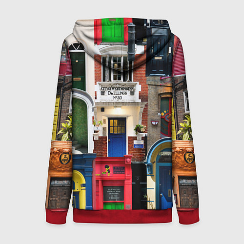 Женская толстовка на молнии London doors цифровой коллаж / 3D-Красный – фото 2