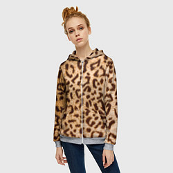 Толстовка на молнии женская Леопард, цвет: 3D-меланж — фото 2