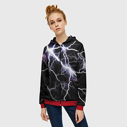 Толстовка на молнии женская Молния, цвет: 3D-красный — фото 2