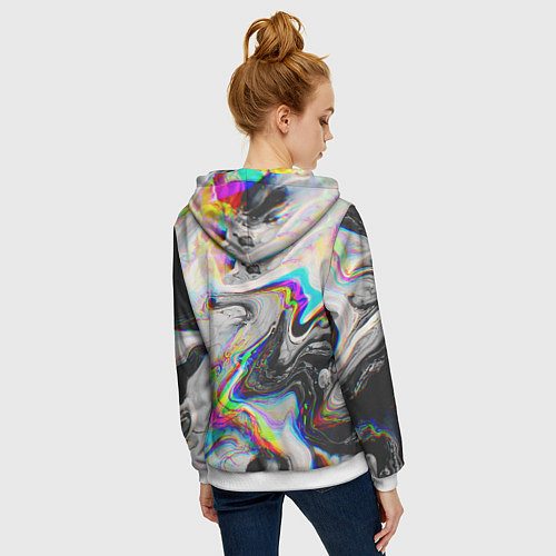 Женская толстовка на молнии DIGITAL ABSTRACT GLITCH / 3D-Белый – фото 4