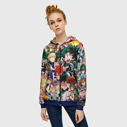 Толстовка на молнии женская Моя геройская академия, цвет: 3D-синий — фото 2
