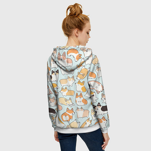 Женская толстовка на молнии Милые корги / 3D-Белый – фото 4