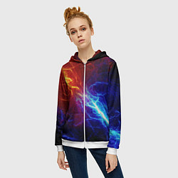 Толстовка на молнии женская ОГОНЬ ГЛИТЧ, цвет: 3D-белый — фото 2