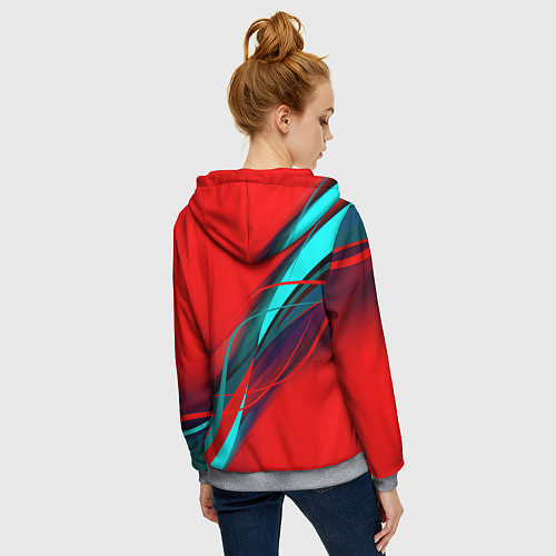 Женская толстовка на молнии GEOMETRY STRIPES / 3D-Меланж – фото 4