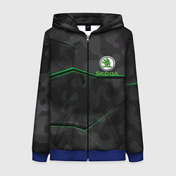 Толстовка на молнии женская SKODA, цвет: 3D-синий