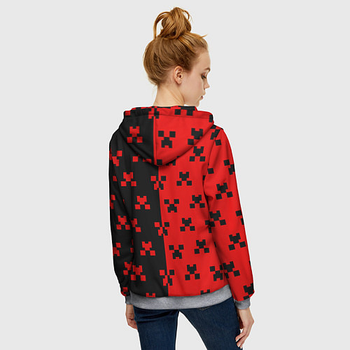 Женская толстовка на молнии MINECRAFT CREEPER / 3D-Меланж – фото 4