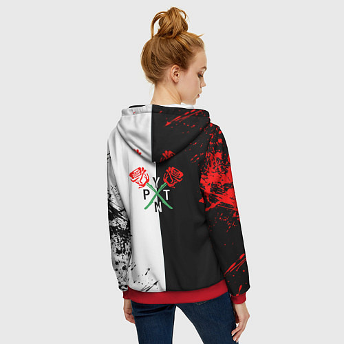 Женская толстовка на молнии Payton Moormeier спина / 3D-Красный – фото 4