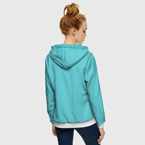 Женская толстовка на молнии Бирюза / 3D-Белый – фото 4