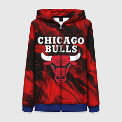 Толстовка на молнии женская CHICAGO BULLS, цвет: 3D-синий