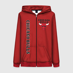 Толстовка на молнии женская CHICAGO BULLS, цвет: 3D-красный