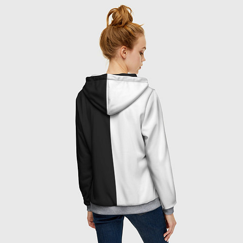 Женская толстовка на молнии BLACK & WHITE / 3D-Меланж – фото 4