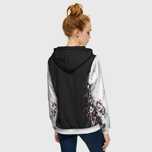 Женская толстовка на молнии CYBERPUNK 2077 SAMURAI GLITCH / 3D-Белый – фото 4