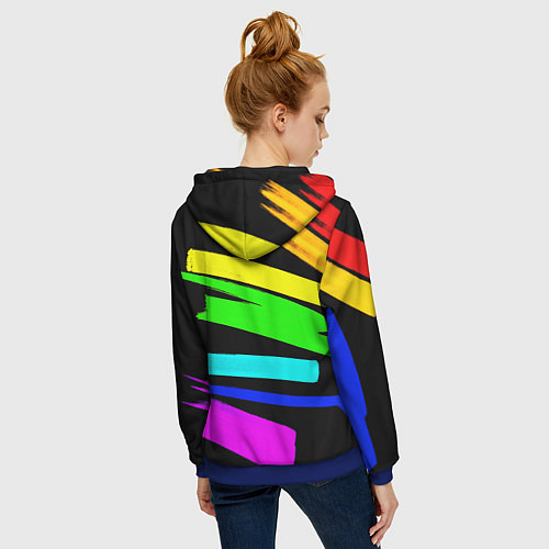 Женская толстовка на молнии НЕОНОВЫЕ КРАСКИ / 3D-Синий – фото 4