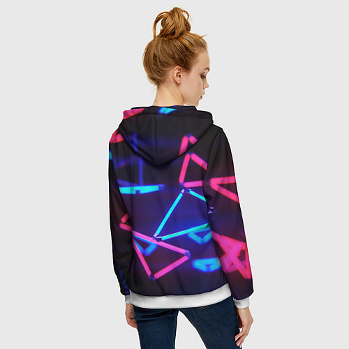 Женская толстовка на молнии ABSTRACTION NEON / 3D-Белый – фото 4