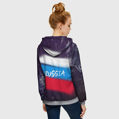Женская толстовка на молнии Russia Bear / 3D-Меланж – фото 4