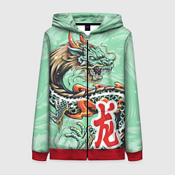 Женская толстовка на молнии Изумрудный дракон