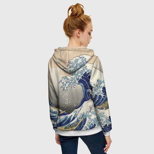 Женская толстовка на молнии ЯПОНСКАЯ КАРТИНА / 3D-Белый – фото 4