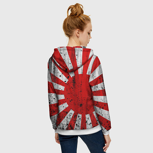 Женская толстовка на молнии ЯПОНСКИЙ ФЛАГ / 3D-Белый – фото 4