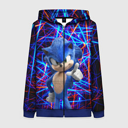 Толстовка на молнии женская Sonic, цвет: 3D-синий