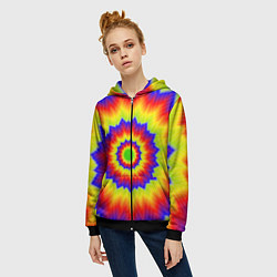 Толстовка на молнии женская Tie-Dye, цвет: 3D-черный — фото 2