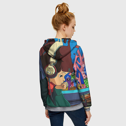 Женская толстовка на молнии ЮТУБ / 3D-Меланж – фото 4