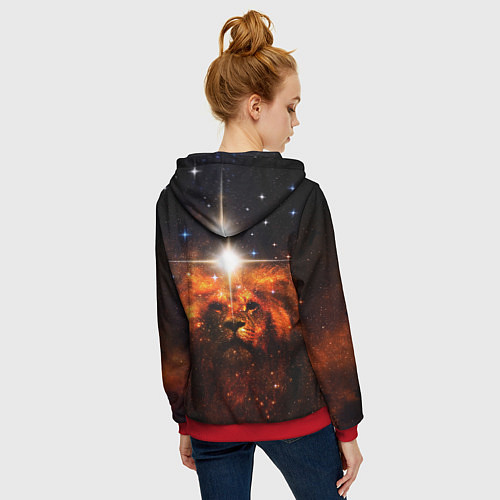 Женская толстовка на молнии ЛЕВ / 3D-Красный – фото 4