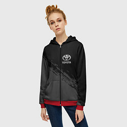 Толстовка на молнии женская TOYOTA, цвет: 3D-красный — фото 2