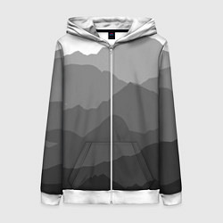 Толстовка на молнии женская Горы, цвет: 3D-белый