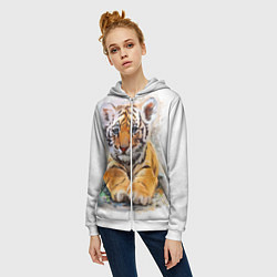 Толстовка на молнии женская Tiger Art, цвет: 3D-белый — фото 2