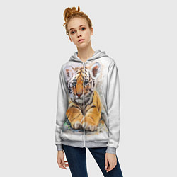 Толстовка на молнии женская Tiger Art, цвет: 3D-меланж — фото 2