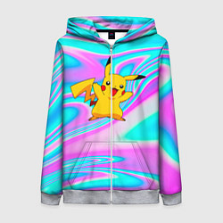 Толстовка на молнии женская Пикачу, цвет: 3D-меланж