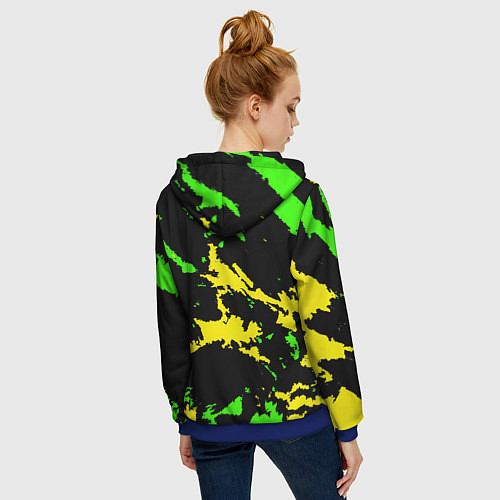 Женская толстовка на молнии Желто-зеленый / 3D-Синий – фото 4