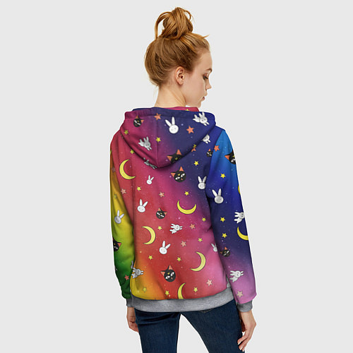 Женская толстовка на молнии SAILOR MOON / 3D-Меланж – фото 4